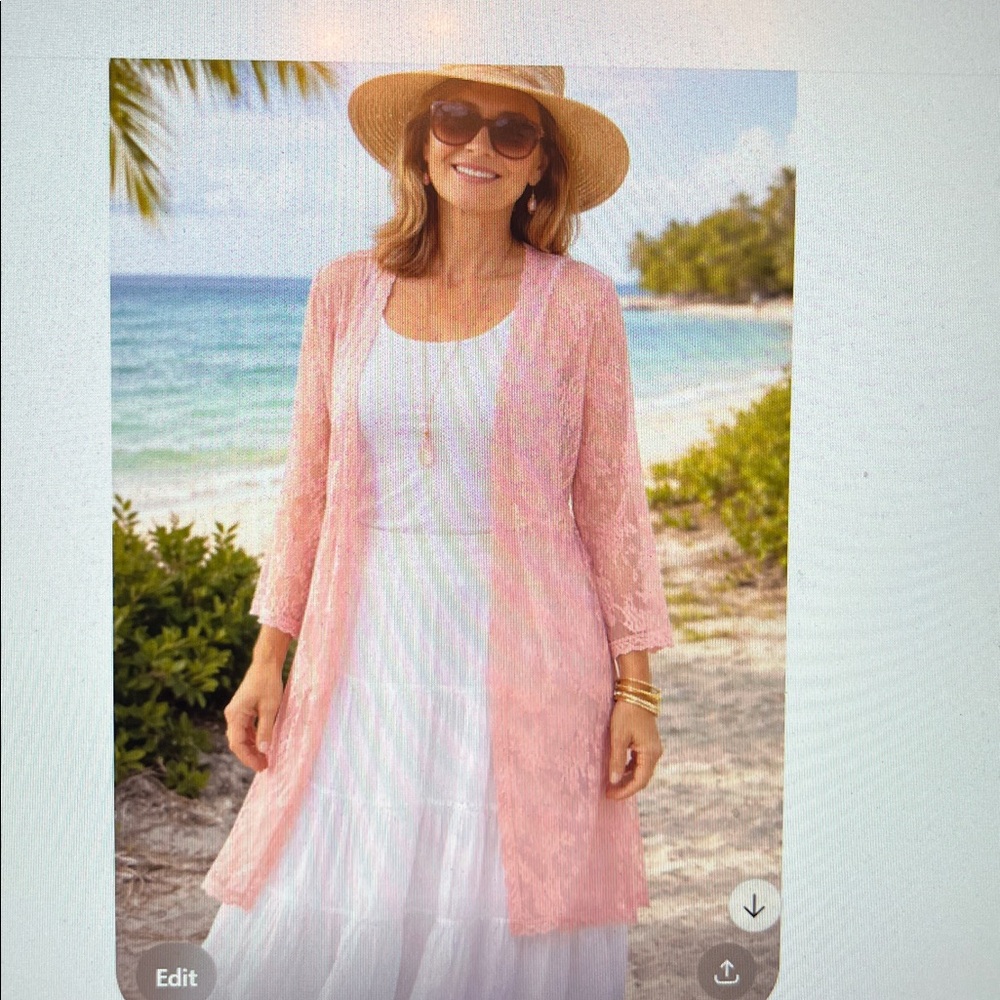 Almost Famous Blush Pink Floral Lace Kimono Duster